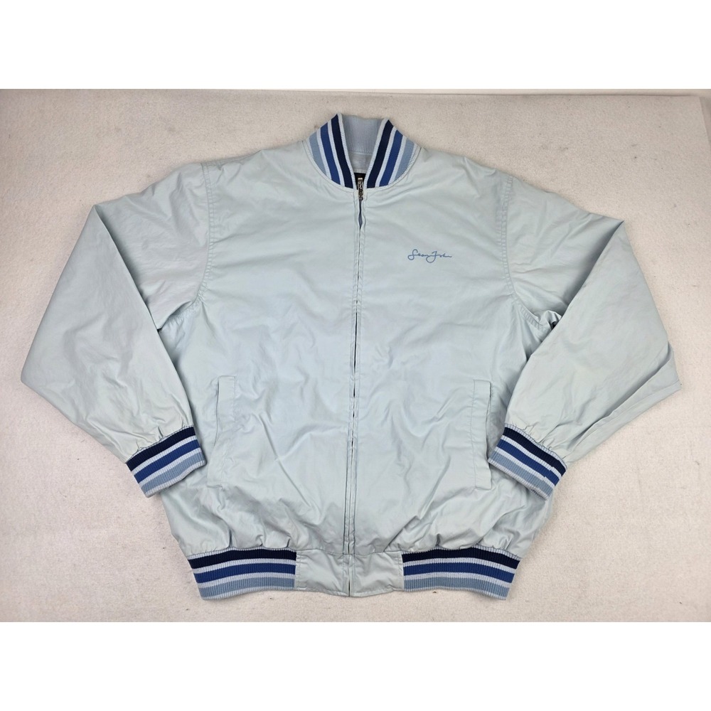 Sean John Track Bomber Jacket Light Blue Full Zip Signature Mens XL